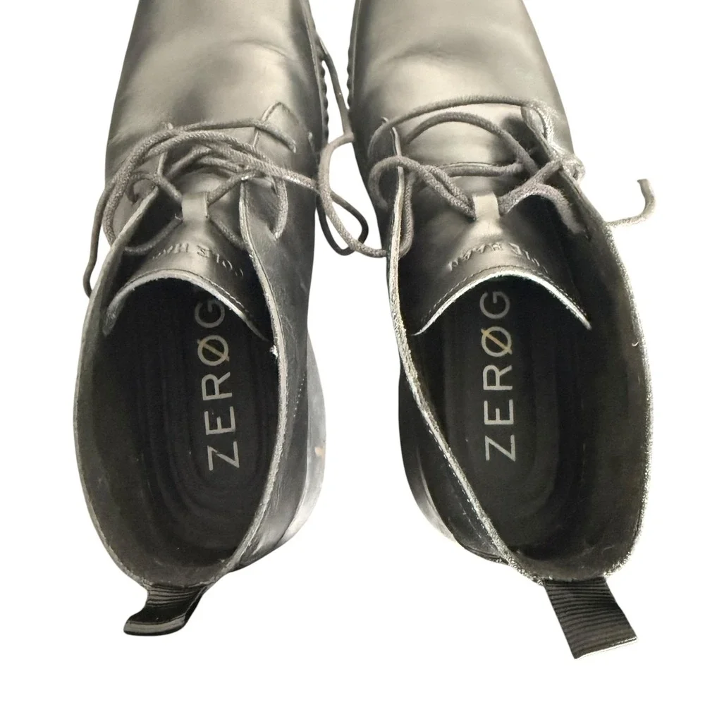 Cole‎ Haan Men's 2.ZEROGRAND Chukka Boots Black Leather Lace Up Size 11.5 C26198